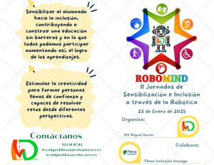 22/01 Mañana se celebran las II Jornadas de Inclusión y Sensibilización desde la Robótica «Robomind»