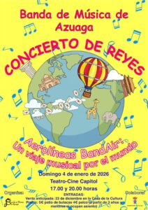 2/1 La Banda de Música de Azuaga nos propone un viaje musical por el mundo en su concierto de reyes