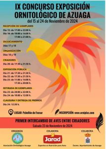 21/11 Azuaga acoge la celebración del IX Concurso Exposición Ornitológico,  en el Pabellón de FECSUR.