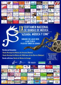 9/7 El IX Certamen Nacional de Bandas de Música «Azuaga, Música y Cine» se celebra este sábado