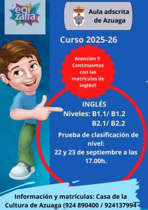 19/9 Nuevas pruebas de clasificación de nivel en el Aula Adscrita de Azuaga