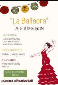 09/08 Feria de Azuaga 2023: Caseta «LA BAILAORA», bajo la dirección de Bar Sanabria, un año más animando la feria. (publicidad)